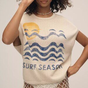 Pilcro Graphic Muscle Sweater Tank, Surf Season, Sz XSP NEW